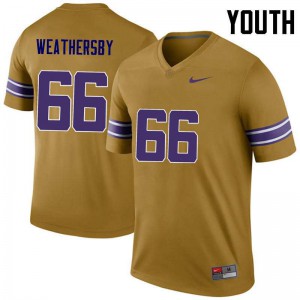 #66 Toby Weathersby LSU Tigers Youth Legend Stitch Jerseys Gold