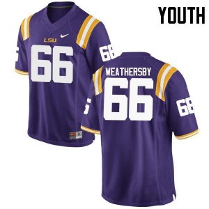 #66 Toby Weathersby Louisiana State Tigers Youth High School Jersey Purple