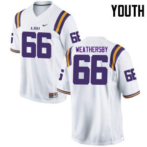 #66 Toby Weathersby Tigers Youth Stitch Jersey White