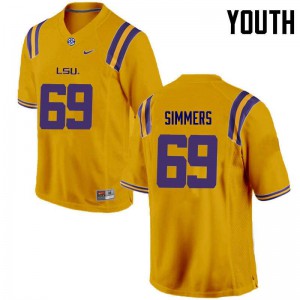 #69 Turner Simmers LSU Youth Stitched Jerseys Gold