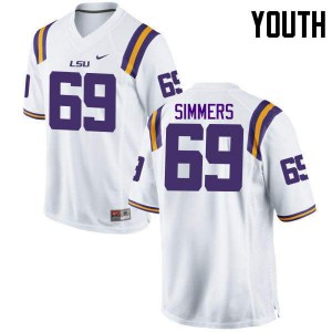 #69 Turner Simmers LSU Tigers Youth Football Jerseys White