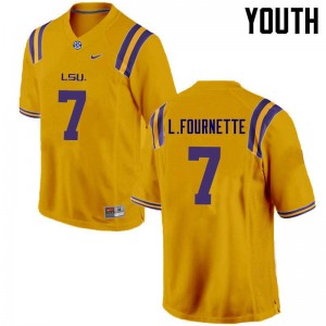 #7 Leonard Fournette LSU Youth Embroidery Jerseys Gold