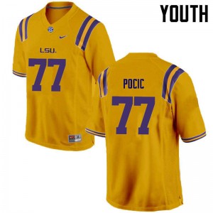 #77 Ethan Pocic LSU Youth College Jerseys Gold