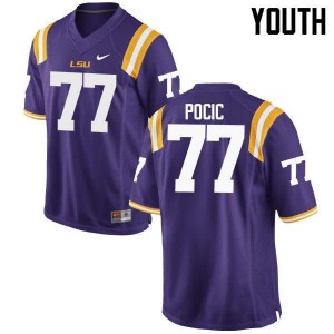 #77 Ethan Pocic LSU Tigers Youth NCAA Jersey Purple