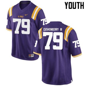 #79 Lloyd Cushenberry III LSU Youth Embroidery Jerseys Purple
