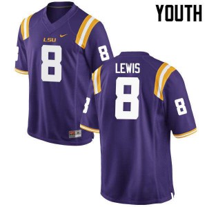#8 Caleb Lewis Tigers Youth Embroidery Jerseys Purple
