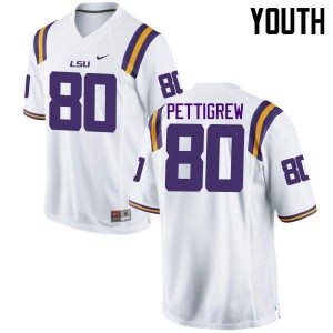 #80 Jamal Pettigrew LSU Youth Stitch Jerseys White
