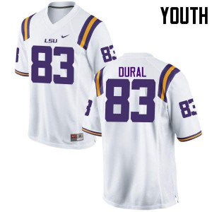 #83 Travin Dural LSU Tigers Youth Football Jerseys White