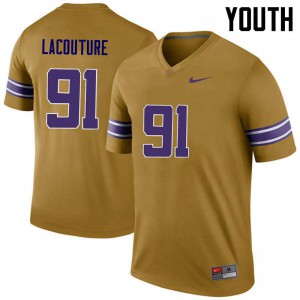 #91 Christian LaCouture LSU Tigers Youth Legend Embroidery Jersey Gold
