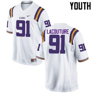 #91 Christian LaCouture LSU Youth Embroidery Jerseys White