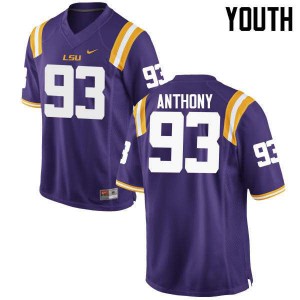 #93 Andre Anthony Tigers Youth NCAA Jerseys Purple