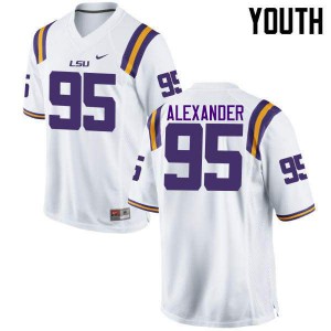 #95 Edwin Alexander LSU Tigers Youth Stitched Jersey White