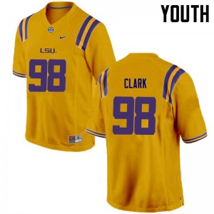 #98 Deondre Clark LSU Tigers Youth Embroidery Jerseys Gold